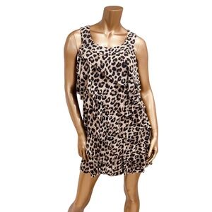Simply Be Women's Leopard Print Sleeveless Tiered Ruffled Dress Size 12
